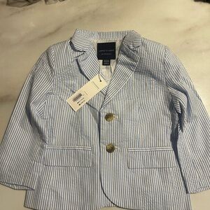NWT Janie and Jack Blue and white striped button blazer